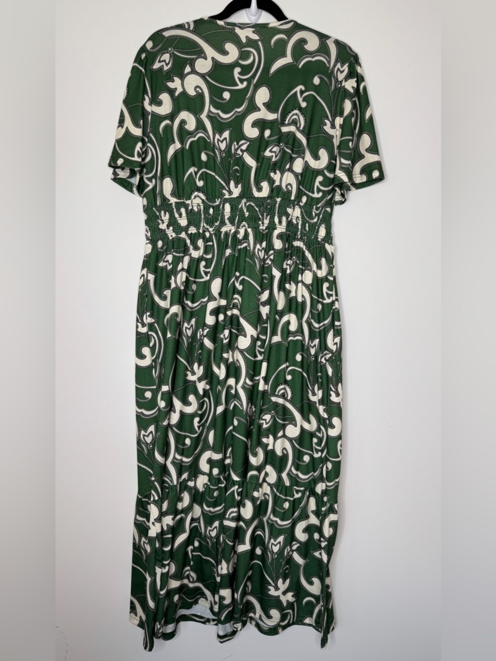 Amazon Green and Cream Floral-Print Midi Dress XL - Picture 3 of 7